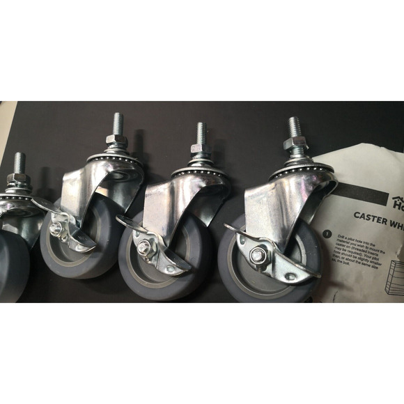 Houseables Caster Wheels, 3” Casters Set of 4 Heavy Duty, Locking Casters, Screw - Picture 4 of 11